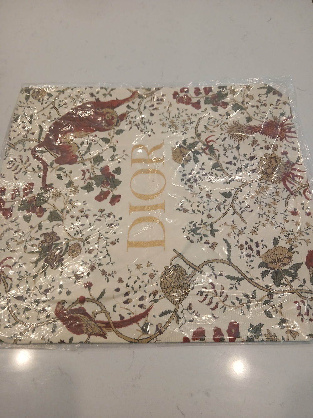 Dior Floral Logo Scarf in Cream, Gold & Red - Picture 1 of 4